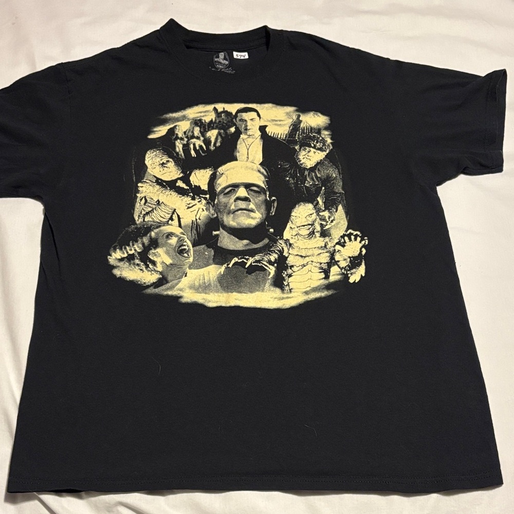 Rock Rebel Large Universal Monsters Collage Graphic Tee Frankenstein Dracula